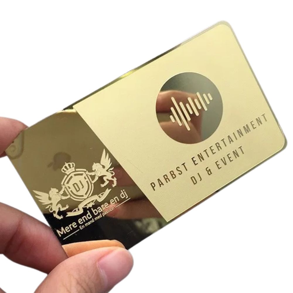 Custom premium metal business card with engraved logo